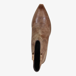 Brown leather boot on a white background