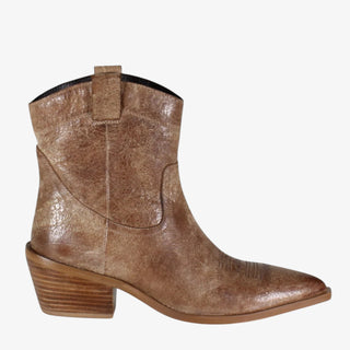 Brown cowboy boot on a white background