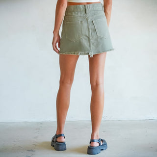 Olive Denim Mini Skirt