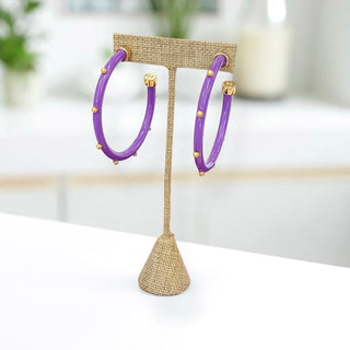 Purple Hoops with gold ball stud accents