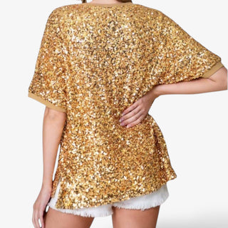 Gold Sequin Football Top