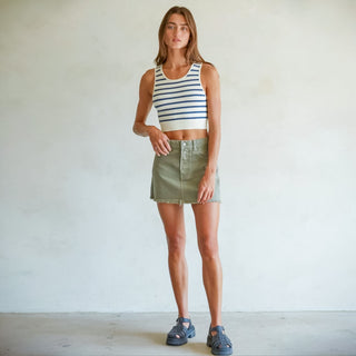 Olive Denim Mini Skirt