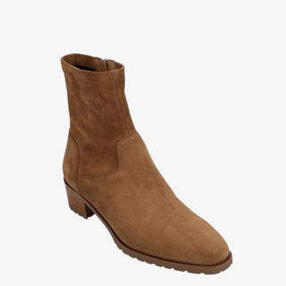 Brown suede ankle boot on a white background
