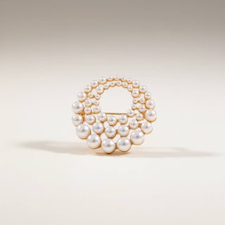 Pearl brooch pin with gold setting and layered pearl design elegant statement jewelry accessory