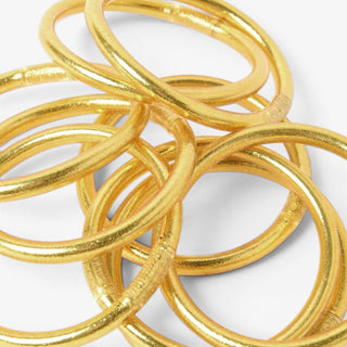 BudhaGirl jewelry collection featuring signature Gold All Weather Bangles in a stackable luxury bracelet design.