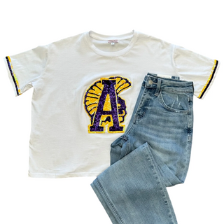 School Spirit Collection banner featuring custom shirts and accessories for Central Louisiana schools including ASH, Pineville, Peabody, Tioga and Country Day
