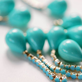 turquoise long drop earrings teardrop stone with crystal bar statement front view