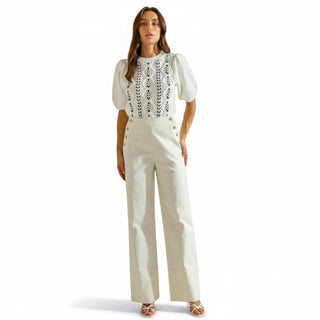 Ivory Hip Button Trousers