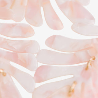 Pink palm leaf drop earrings lightweight dangle statement summer front view