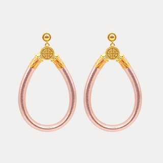 BudhaGirl Champagne All Weather Earrings blush champagne teardrop earrings with gold hardware front product view