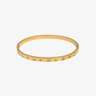 Gold CZ celestial bangle bracelet with starburst cubic zirconia accents