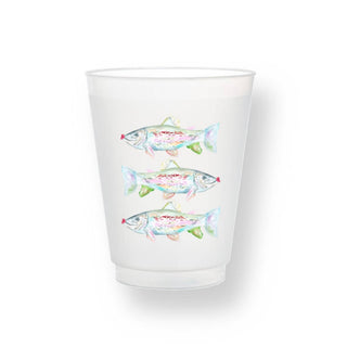 Kissy fish reusable plastic cup set coastal design clear cup front view