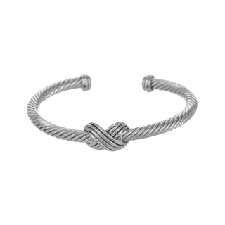 Cable X Cuff Bracelet with twisted silver cable and center knot detail