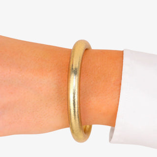 BudhaGirl etoile tzubbie all weather bangle in champagne gold with pink tie and charm waterproof lightweight designer jewelry