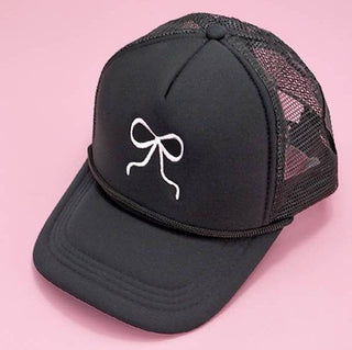 Ribbon Bow Trucker Hat Black