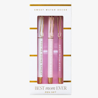 Best mom ever pen set pink white gold gift for mom writing set