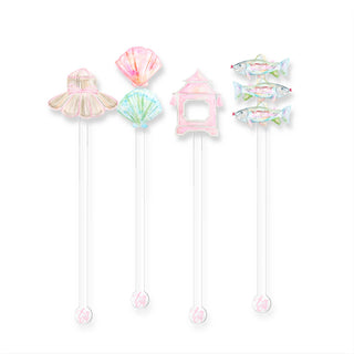 Acrylic cocktail stir sticks summer designs colorful drink accessories front view