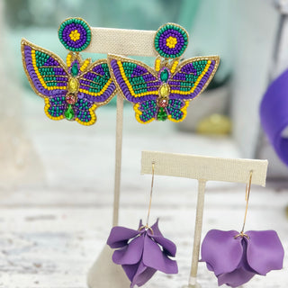 Mardi Gras Butterfly Earrings