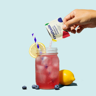 Blueberry lemonade drink mix packet refreshing beverage front view