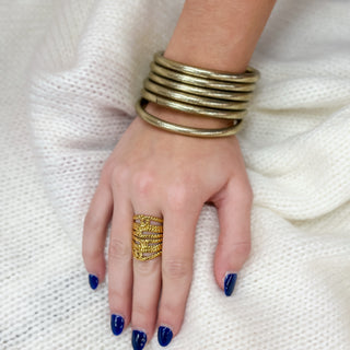 Gold Stacked Textured Ring