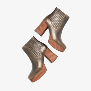 Kork-Ease Baylie metallic leather platform ankle boots with block heel