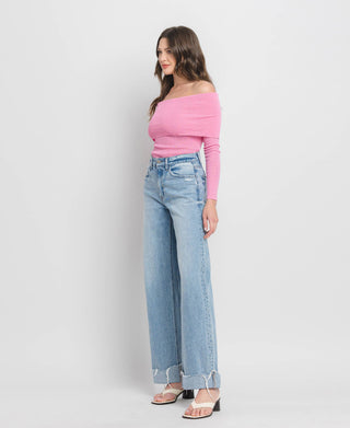 High Rise Cuff Baggy Jeans