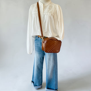 Coco Chevron Crossbody Bag Brown