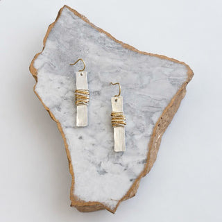 Kitzi Silver & Gold Bar Earrings