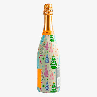 Decorative bottle with festive design on a white background