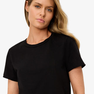 Michael Stars white crew neck t shirt relaxed fit short sleeve everyday basic front view