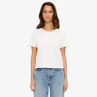 Michael Stars white crew neck t shirt relaxed fit short sleeve everyday basic front view