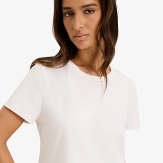 Michael Stars white crew neck t shirt relaxed fit short sleeve everyday basic front view