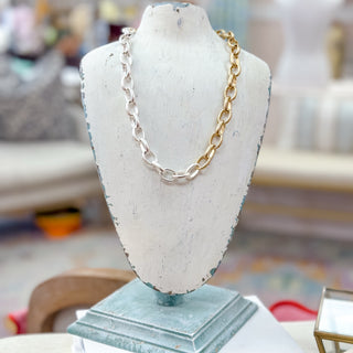 Mixed Metal Rolo Chain Necklace