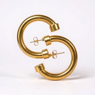 Bright gold mini hoop earrings 