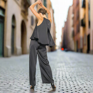 Black Tie Satin Jumpsuit