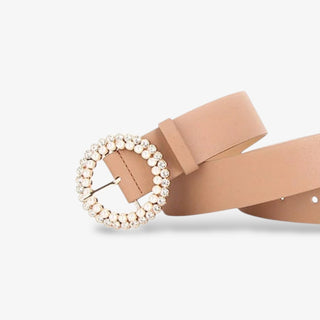 Rhinestone Pearl Belt Tan