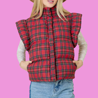 Plaid Puffer Vest