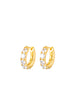 Lucid Huggie Hoop earrings featuring 18k Gold Plating, CZ's on a thick base that fits snug against the ear.