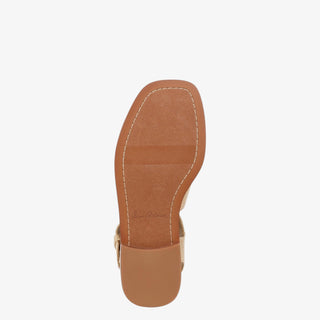 Sam Edelman Dawn Sandal in raffia strappy cage design with square toe and buckle ankle strap