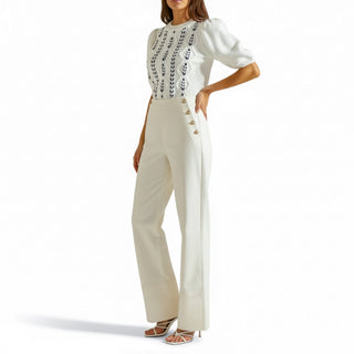 Ivory Hip Button Trousers