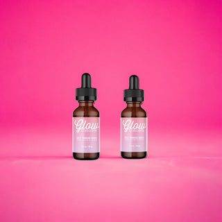 self tanning drops bottle pink glow serum face tan custom drops front view