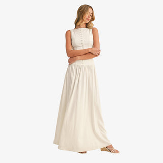 White Drop Waist Maxi Dress