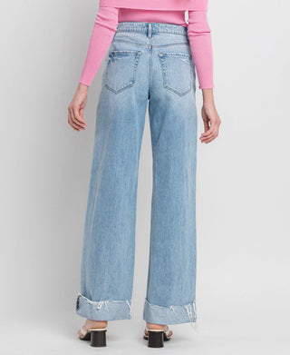 High Rise Cuff Baggy Jeans