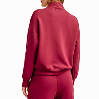 Half Zip Scuba Sweatshirt Wine