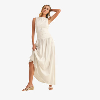 White Drop Waist Maxi Dress