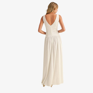 White Drop Waist Maxi Dress