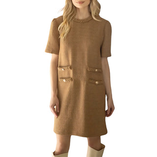 Evelyn Tweed Dress Camel