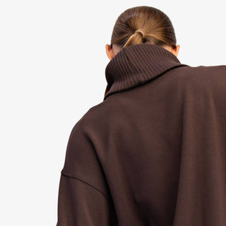 Modal Espresso Luxe Turtleneck in rich brown with ribbed neckline and relaxed fit