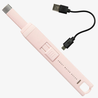 Electric candle lighter blush pink usb rechargeable long handle arc lighter close up