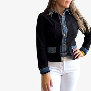 Black Blazer with Denim Trim